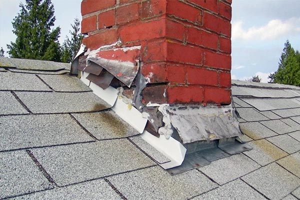 Roof flashing around the chimney